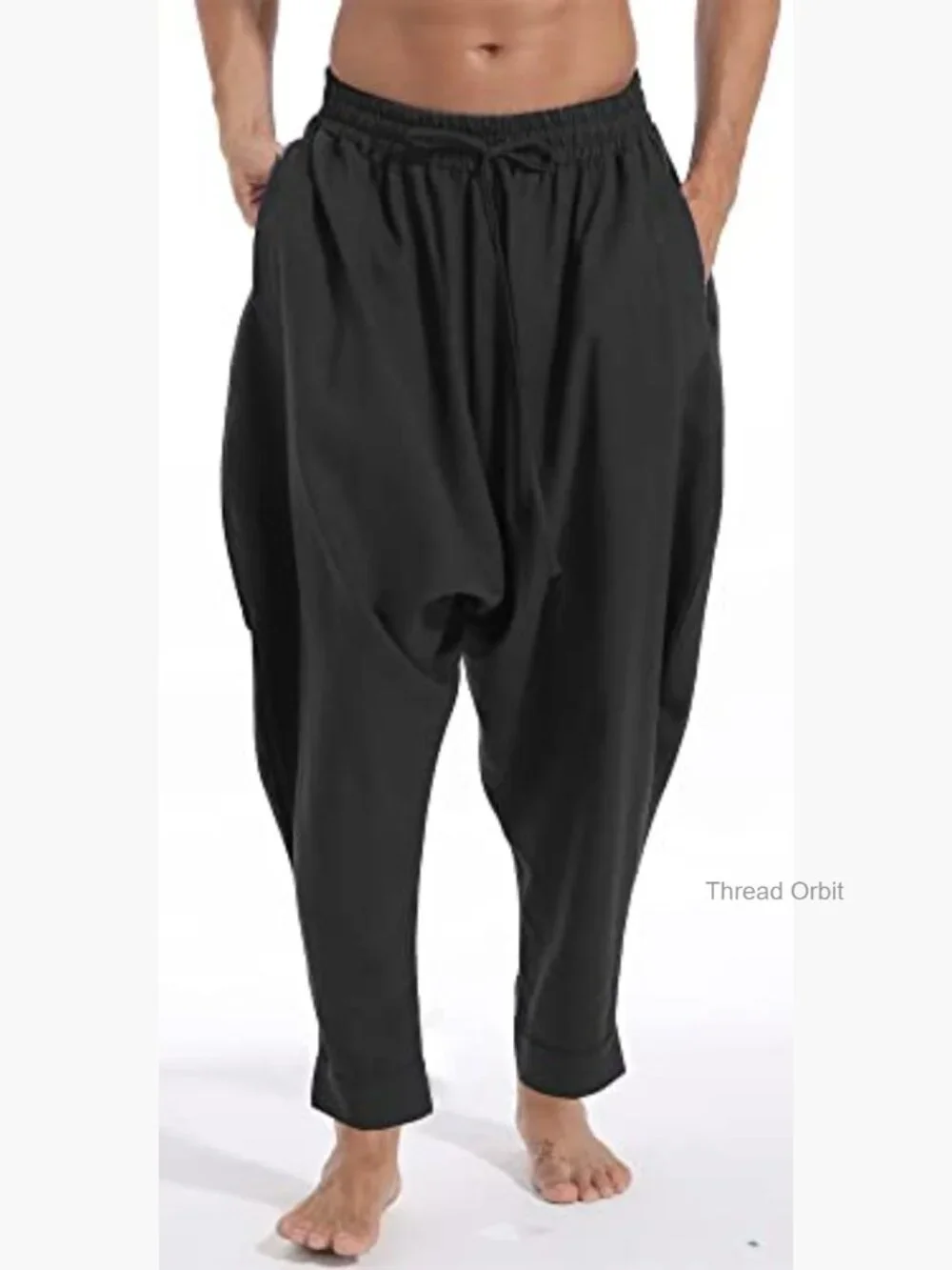 Men's Drawstring Harem Pants Loose Drop Crotch Casual Trousers